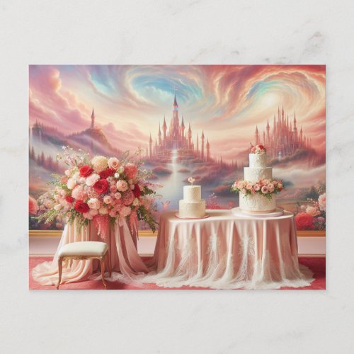 Wedding Fantasy with Red and Pink Roses  Postcard