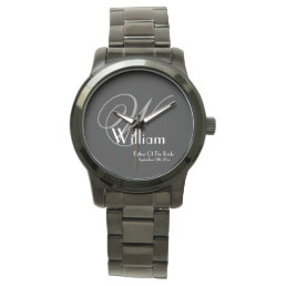 Wedding Father Of Bride Gift Monogram Classic Cool Watch