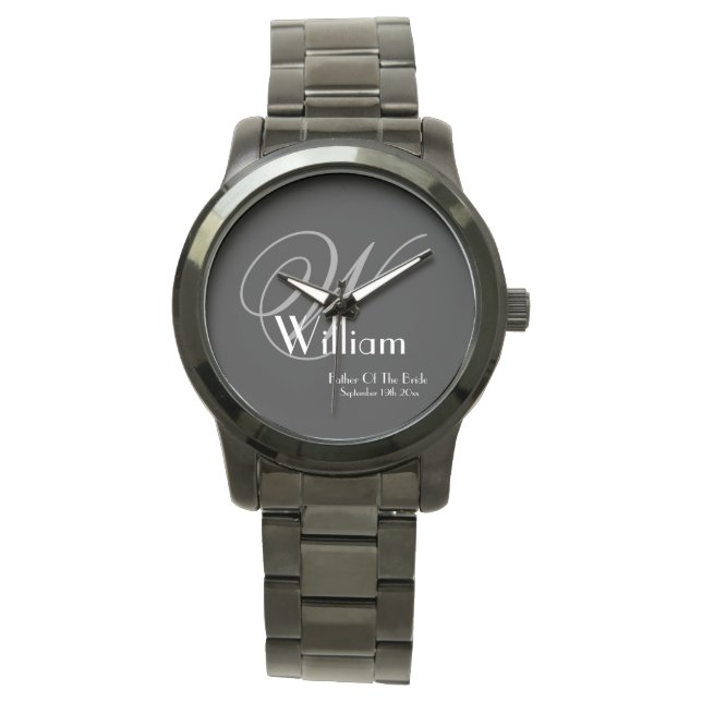 Wedding Father Of Bride Gift Monogram Classic Cool Watch (Front)