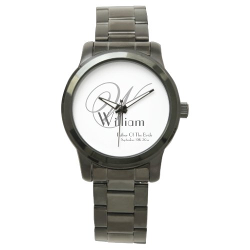 Wedding Father Of Bride Gift Monogram Name Classic Watch