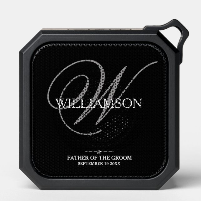 Wedding Father Of Groom Gift Monogram + Name Cool Bluetooth Speaker (Front)