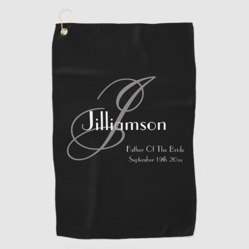 Wedding Father Of The Bride Gift Modern Monogram  Golf Towel