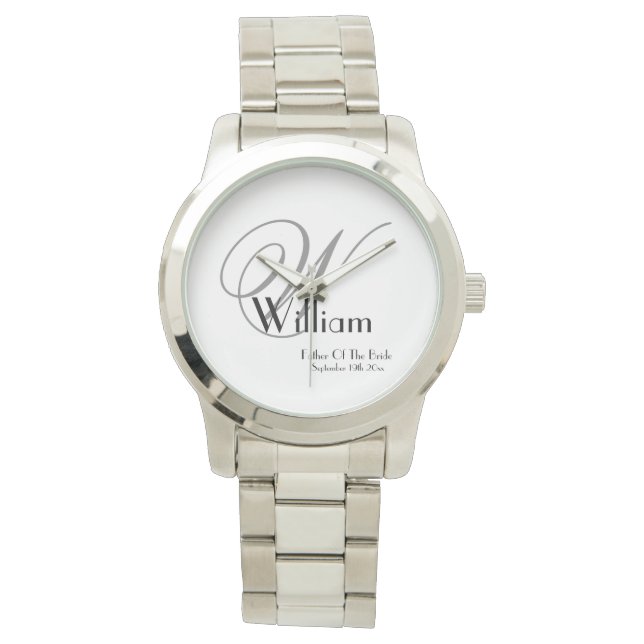 Wedding Father Of The Bride Gift Monogram Classic Watch (Front)