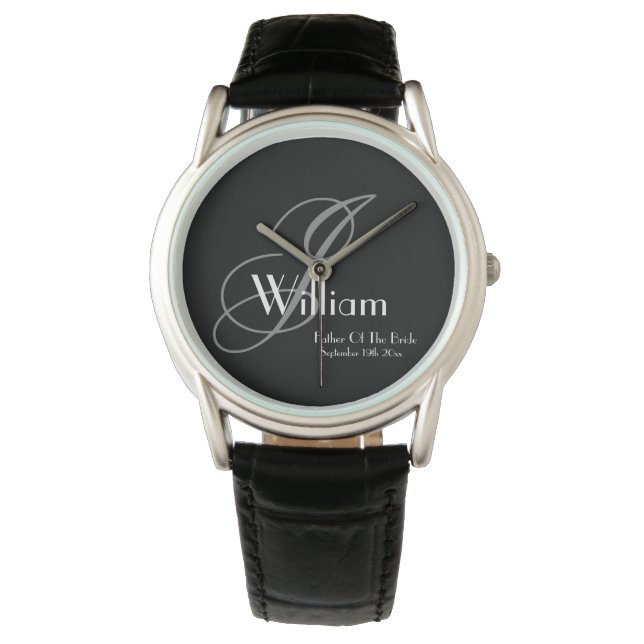 Wedding Father Of The Bride Gift Monogram Sports  Watch (Front)