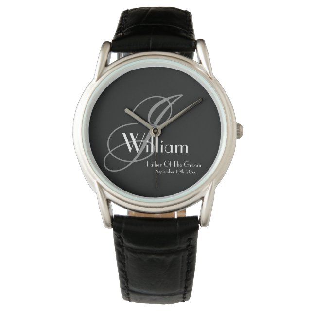 Wedding Father Of The Groom Gift Monogram Sports  Watch (Front)