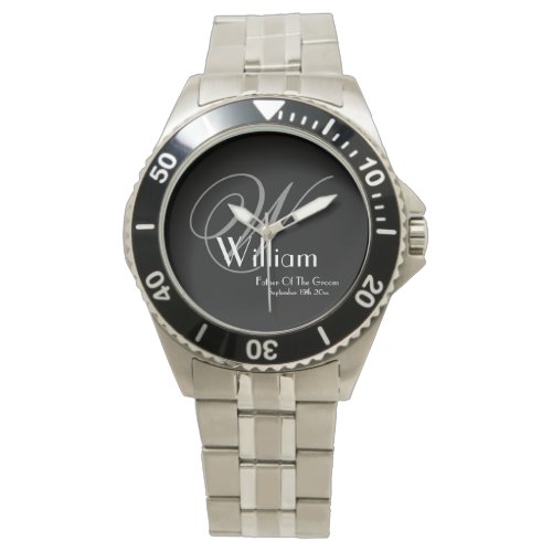 Wedding Father Of The Groom Gift Monogram Sporty  Watch