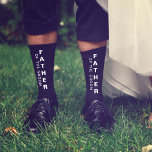 Wedding Father Of The Groom Personalized Black Socks<br><div class="desc">Dress the men of your wedding party with coordinating personalized black socks. "Father Of The Groom" is written down the front of the socks in bold white typography. Personalize with your first names and wedding date in simple white typography on the lower foot.</div>