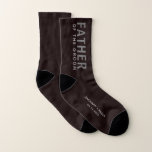 Wedding Father of the Groom Socks<br><div class="desc">Dress the men of your wedding party with coordinating personalized socks. You can personalize these souvenir keepsake "Father of the Groom" socks with your first names and wedding date in white typography against a black background.</div>