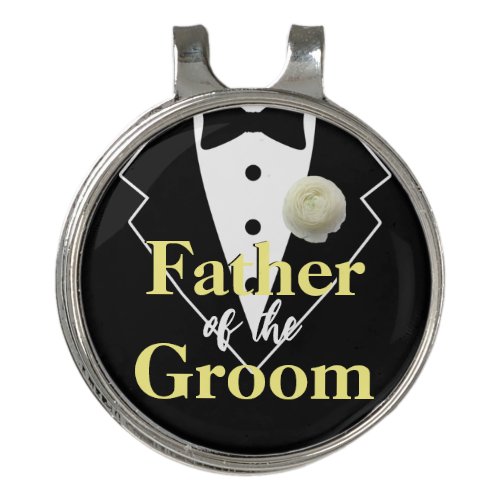 Wedding Father of the Groom Tuxedo Personalized Golf Hat Clip
