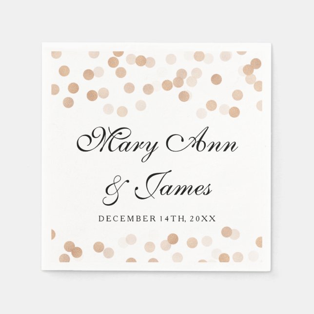 Wedding Faux Copper Foil Glitter Lights Paper Napkins (Front)