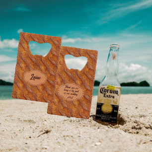 Wedding Faux Tooled Leather Look Credit Card Bottle Opener