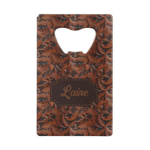 Wedding Faux Tooled Leather Look Credit Card Bottle Opener