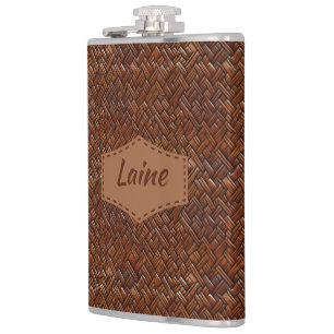 Wedding Faux Tooled Leather Look Flask