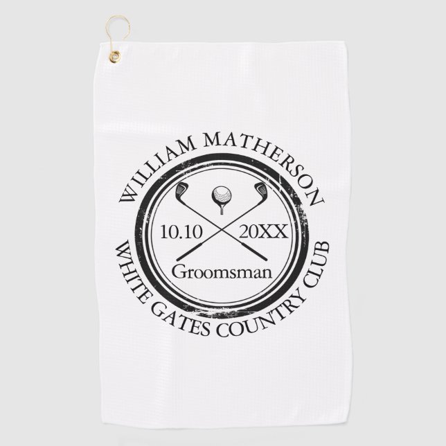 Wedding Favor Bachelor Party Golf Towel (Front)