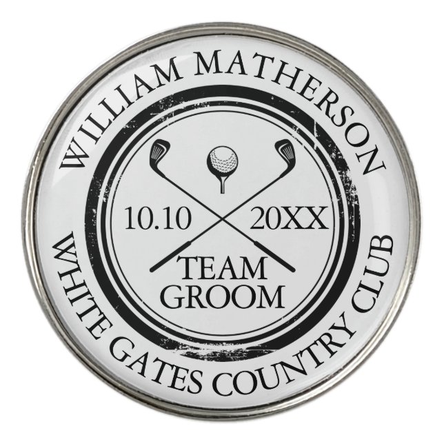 Wedding Favor Bachelor Party Team Groom Golf Ball Marker (Front)
