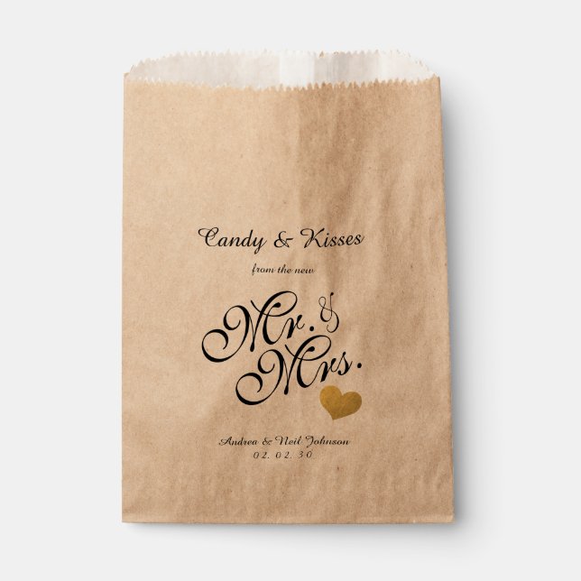Wedding Favor Bag | Candy Kisses Mr. & Mrs. (Front)