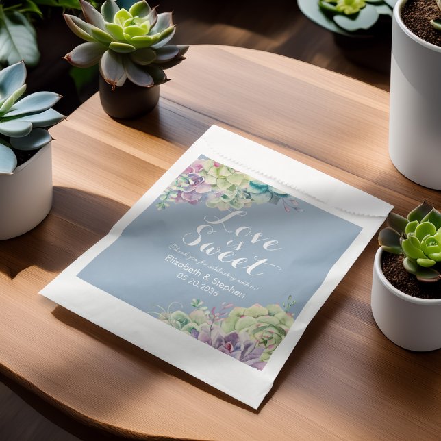 Wedding Favor Bag Chic Watercolor Succulent Plants (Creator Uploaded)