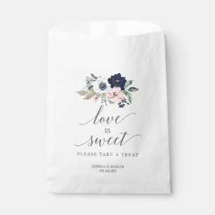 Wedding Favor Bag Love is Sweet Navy Blooms