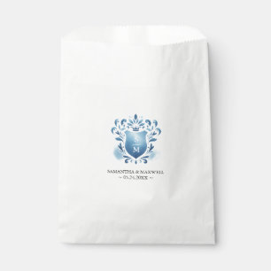 Wedding Favor Bags Blue Monogrammed Crest