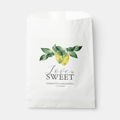Wedding Favor Bags Love Is Sweet Lemons  Leaves