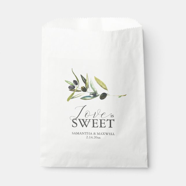 Wedding Favor Bags Love Is Sweet Olive (Front)