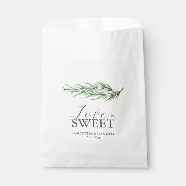 Wedding Favor Bags Love Is Sweet Rosemary (Front)