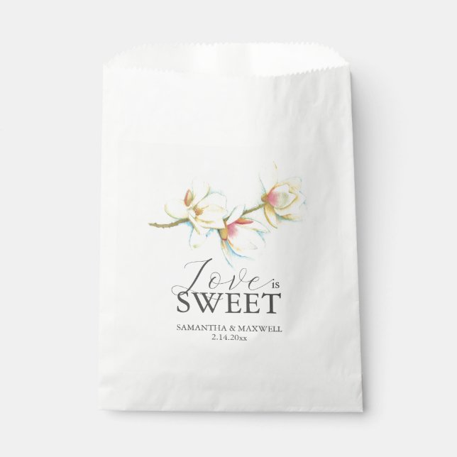 Wedding Favor Bags Love Is Sweet White Flowers (Front)
