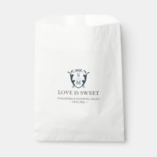 Wedding Favor Bags Monogram Navy Blue
