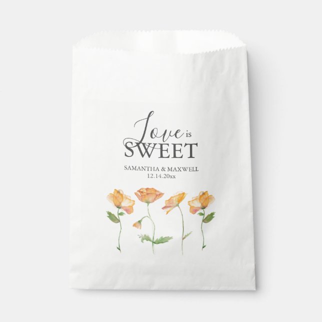 Wedding Favor Bags Orange Florals (Front)