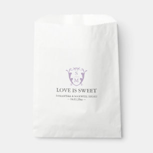 Wedding Favor Bags Simple Monogram Purple