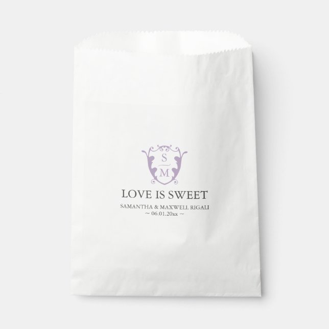 Wedding Favor Bags Simple Monogram Purple (Front)