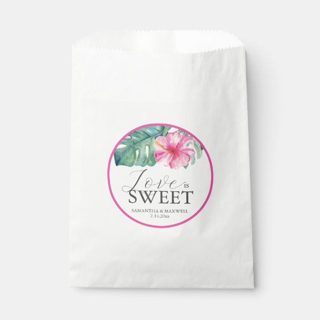 Wedding Favor Bags Tropical Pink Flower (Front)