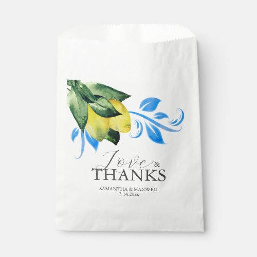 Wedding Favor Bags Watercolor Botanical Lemons