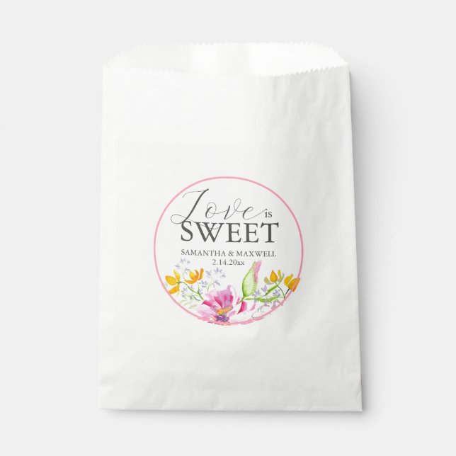 Wedding Favor Bags Watercolor Flowers (Front)