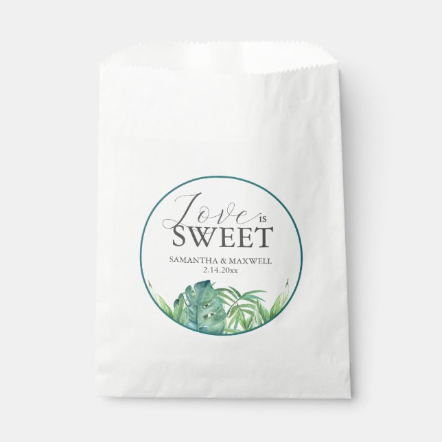Wedding Favor Bags Wild Tropical Palm Love Sweet (Front)