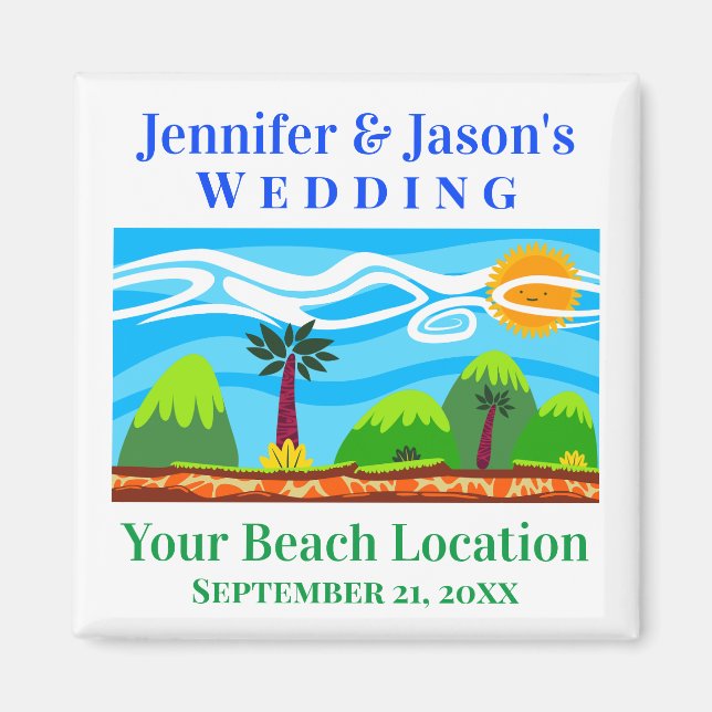 Wedding Favor Beach Tropical Destination Magnet (Front)