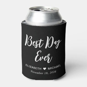 Wedding Favor Best Day Ever Black Can Cooler
