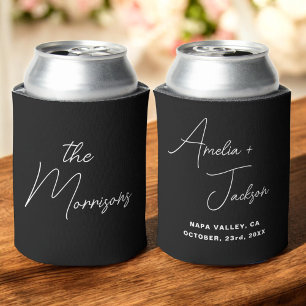 Wedding Favor Black White Modern Minimalist Names Can Cooler
