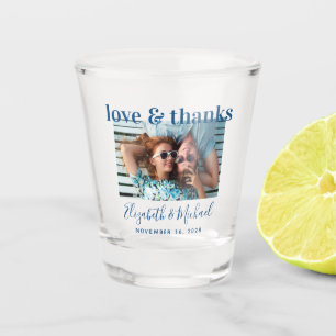 Wedding Favor Blue Love Thanks Photo Custom Shot G Shot Glass