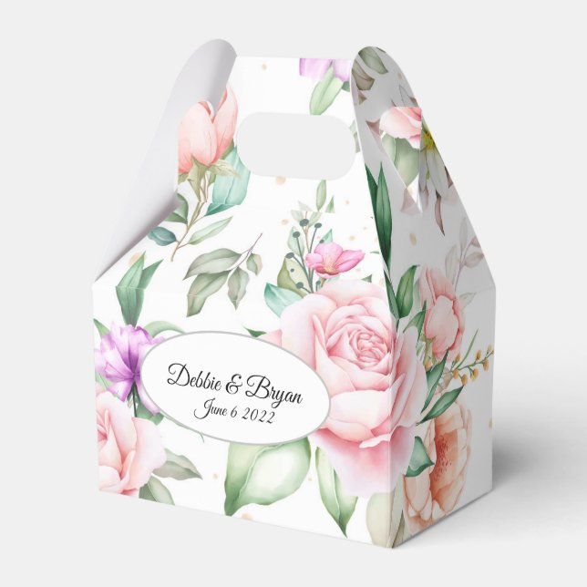 Wedding Favor Box-Floral Print Favor Box (Front Side)