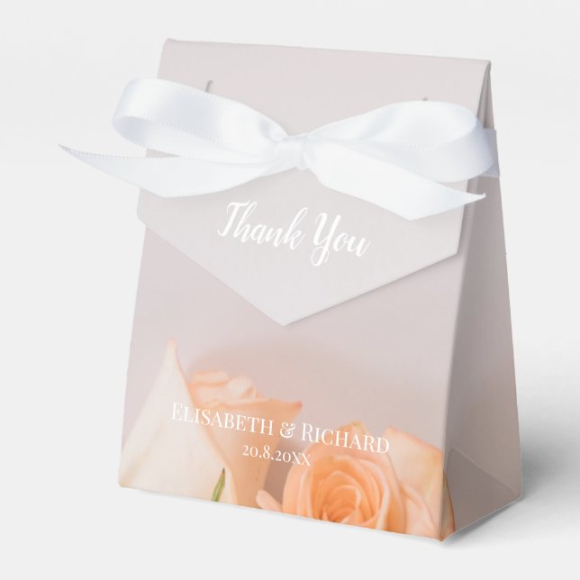 Wedding Favor box in peach theme (Front Side)