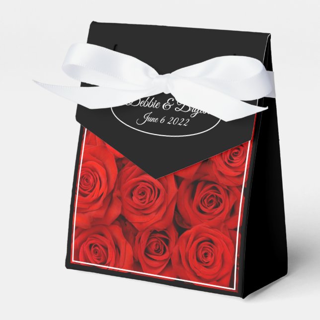 Wedding Favor Box Red Roses (Front Side)