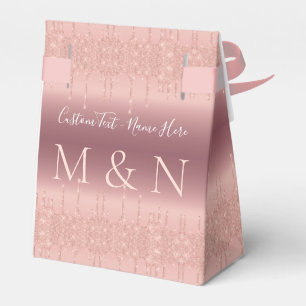Wedding Favor Box Rose Gold with Your Text Name