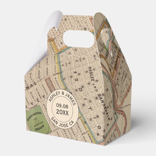 Wedding Favor Box with Vintage San Jose CA Map