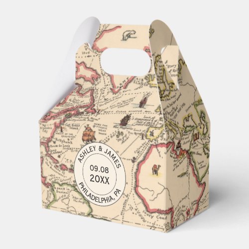 Wedding Favor Box with Vintage World Adventure Map
