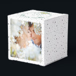 Wedding Favor Box Your Photos Monogram Names<br><div class="desc">Brides and Grooms Names displayed on a Vintage Chalkboard Banner with cute Dots Vintage Garland and further Personalized with Monogram and Two Photos on front and back.</div>