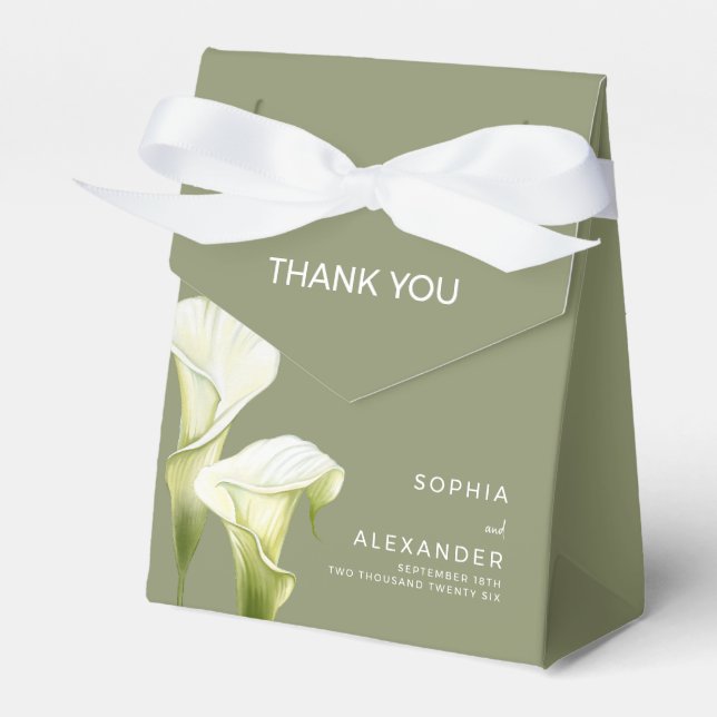 Wedding Favor Boxes "Delicate calla lilies". (Front Side)