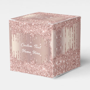 Wedding Favor Boxes Rose Gold Custom Text Name