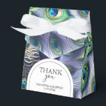 Wedding Favor Boxes Royal Peacock<br><div class="desc">These wedding favor boxes feature watercolor peacock feathers in shades of royal blue, green and purple. The words "Thank You" are set in trendy typography, Use the template fields to add your custom names with event date. To see the entire wedding theme visit www.zazzle.com/dotellabelle Unique watercolor art and design by...</div>