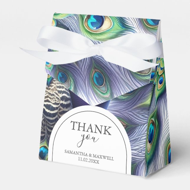 Wedding Favor Boxes Royal Peacock (Front Side)
